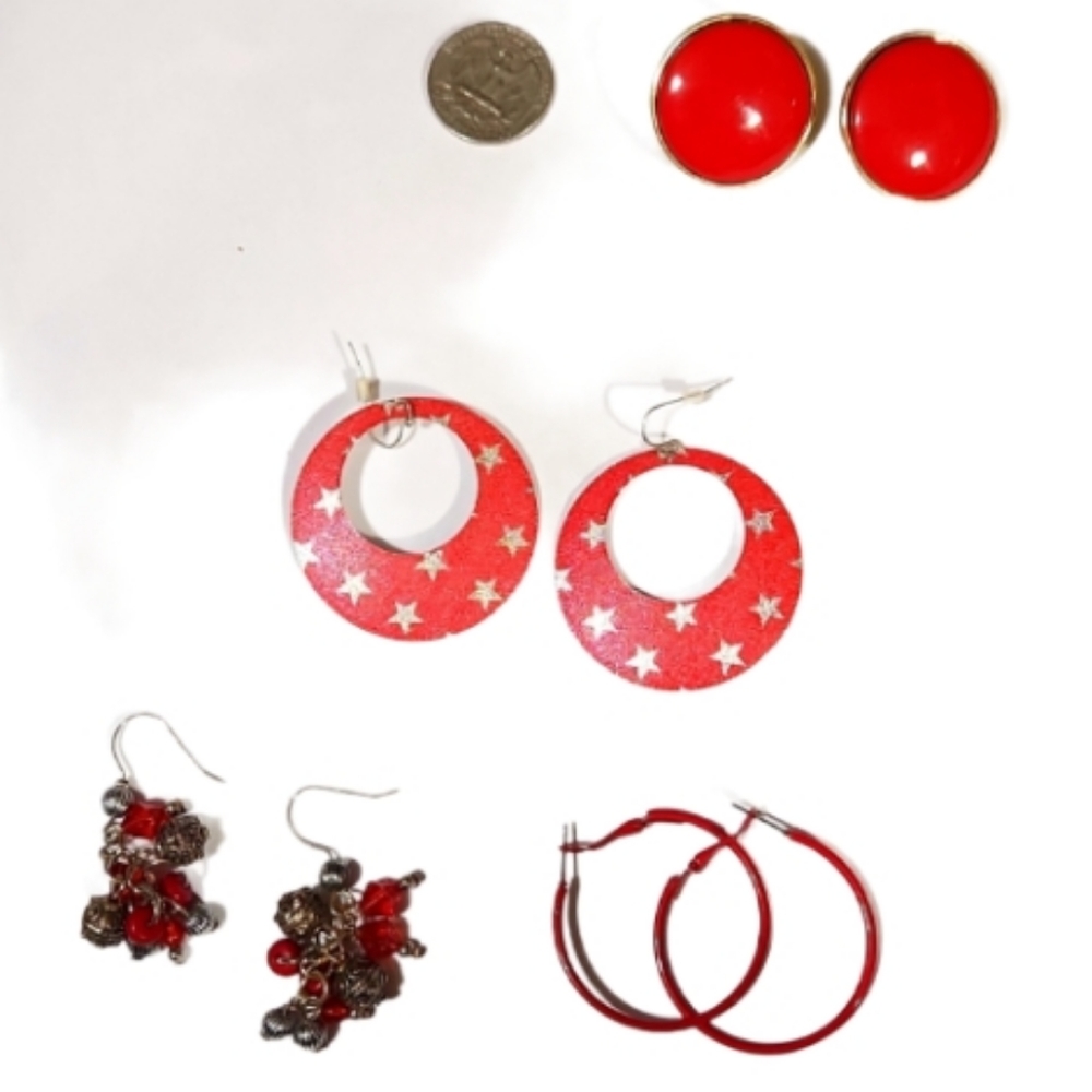 Vintage red earring lot